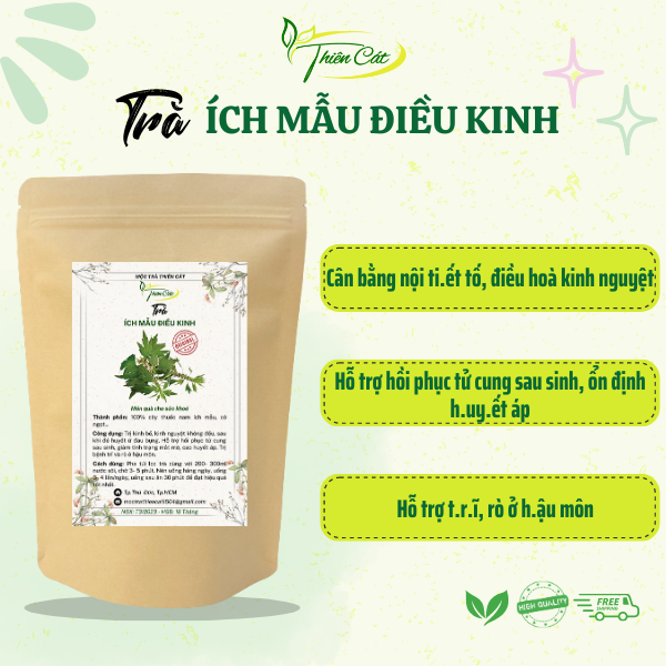 Trà Ích mẫu điều kinh Thiên Cát, điều hoà kinh ng.uyệt, giảm đ.au bụng kinh, cân bằng nội ti.ết tố nữ