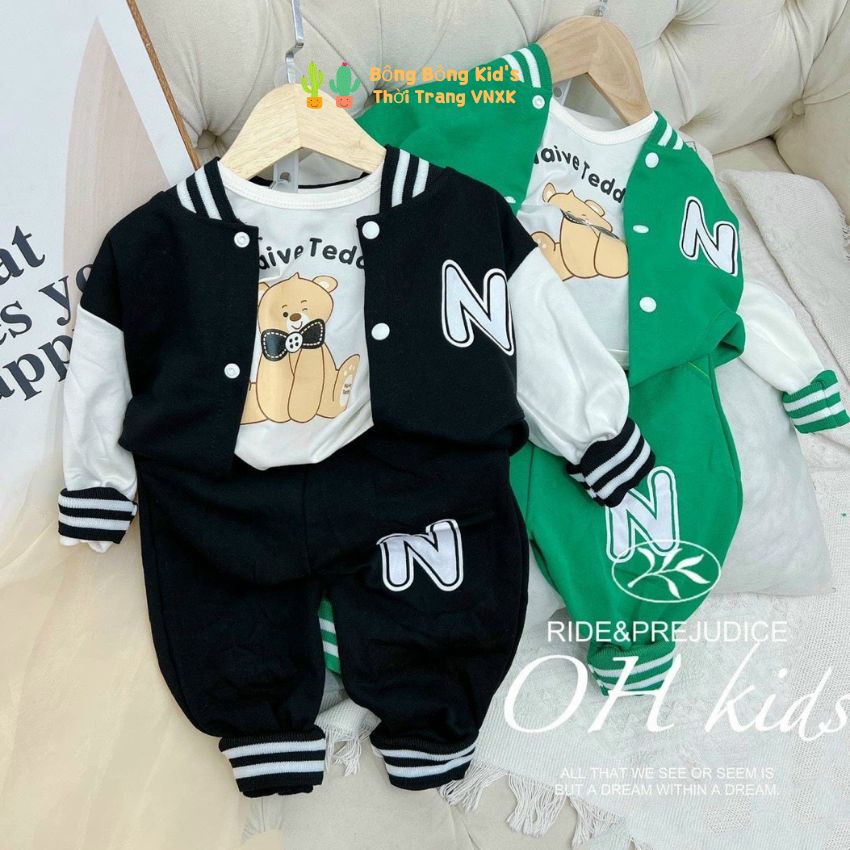 Bộ bé trai dài tay 3 chi tiết.set 3 chi tiết bé trai . bộ bé trai thu đông. bộ bé trai dài tay.bộ bé trai hàn quốc