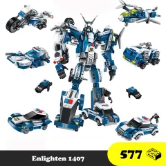 Đồ chơi lắp ráp Robot cảnh sát bộ 6 hộp, Enlighten 1407 Police Robot, Xếp hình Lego thông minh [577 Mảnh ghép] Quà tặng cho bé