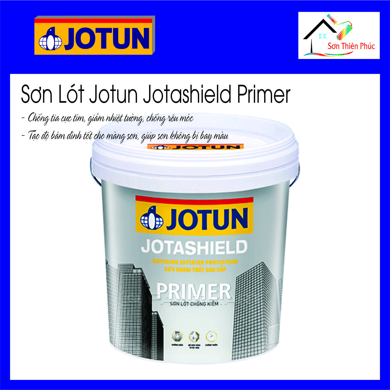 Sơn lót chống kiềm ngoại thất Jotun Jotashield Primer. được sử dụng cho các bề mặt ngoài trời như bê tông, tường xây