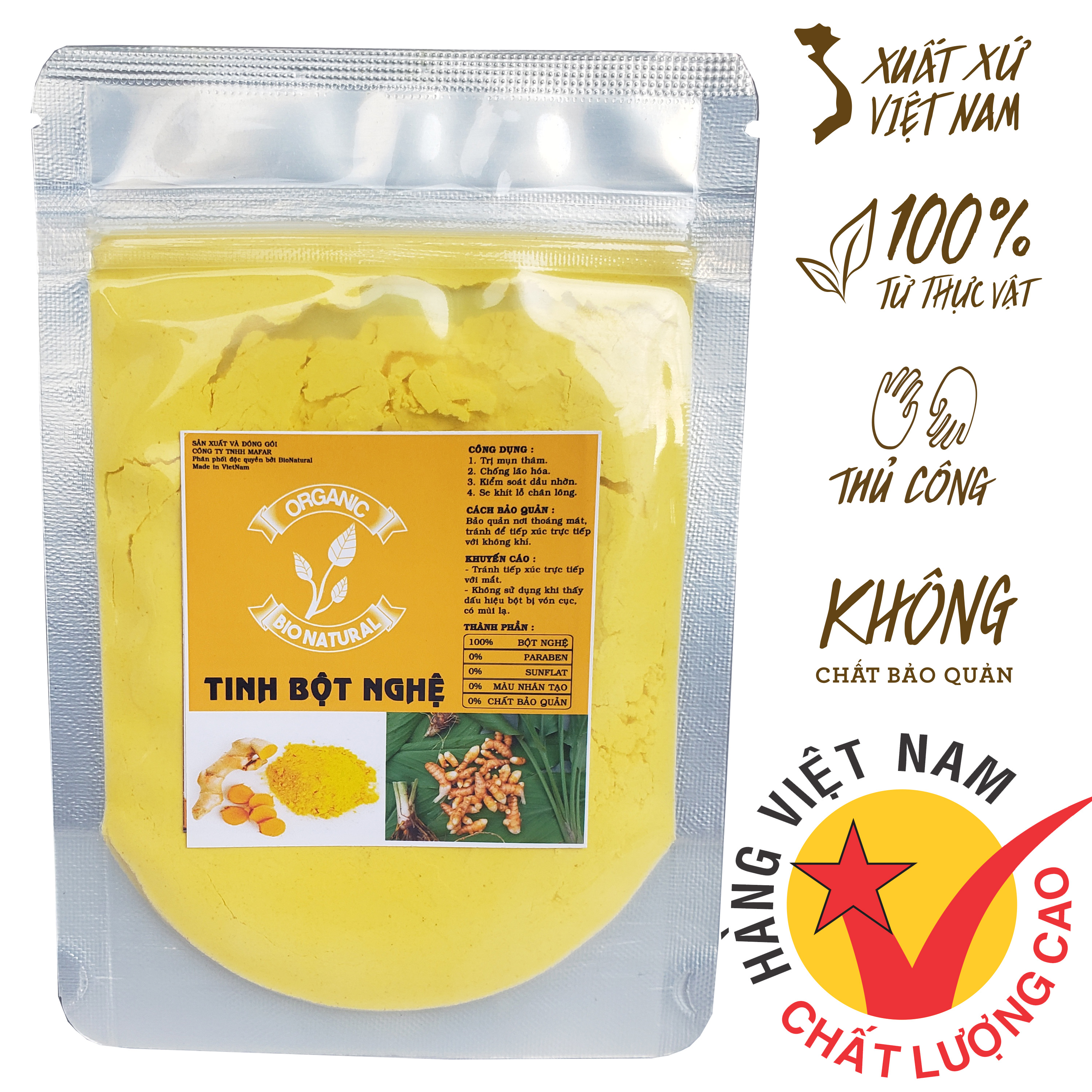 [HCM][BIONATURALVN] Bột đắp mặt Tinh Bột Nghệ HANDMADE