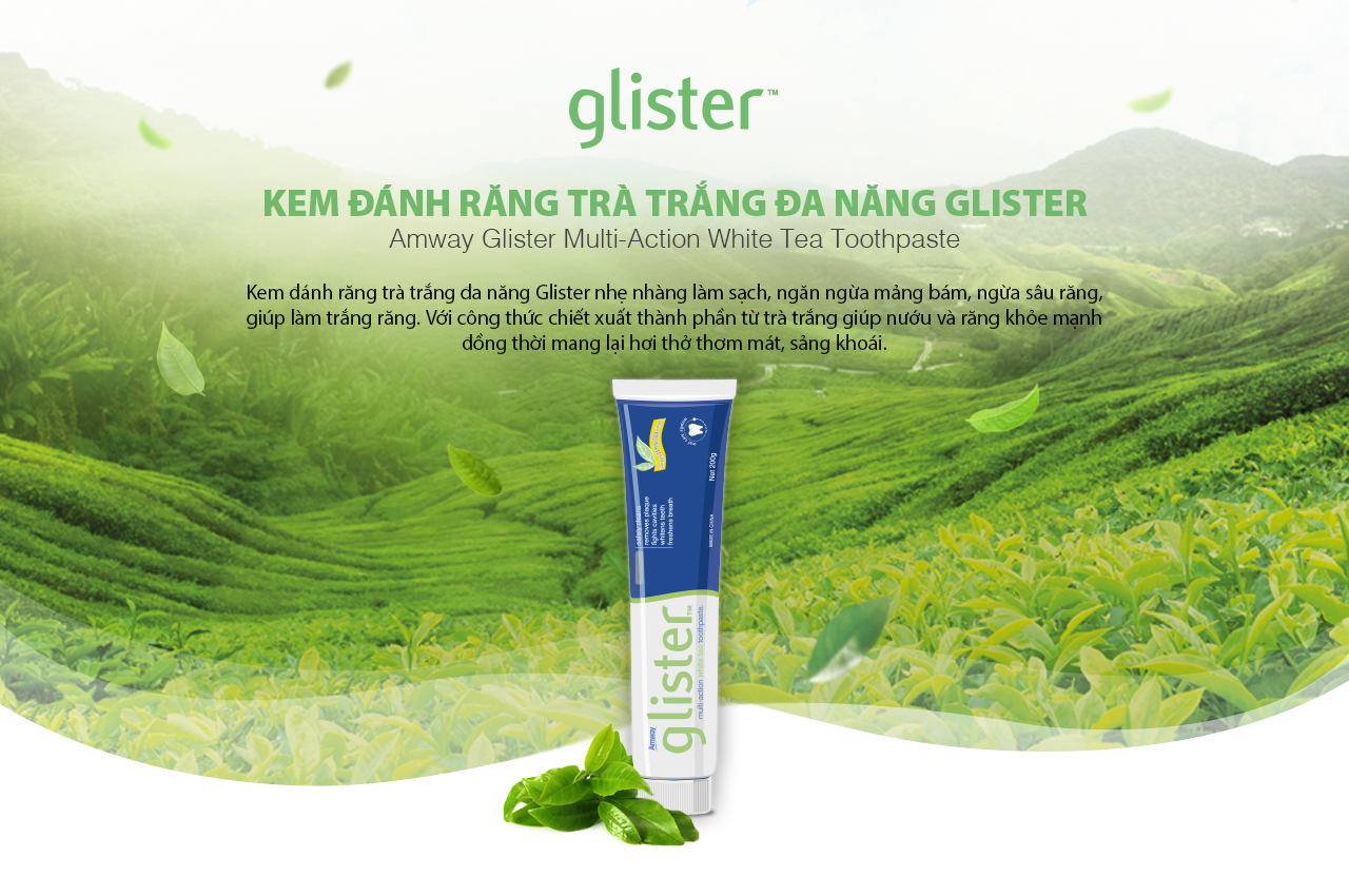 Kem đánh răng trắng răng Fluoride đa năng Glister