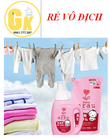 Nước giặt Arau Baby được sản xuất tại Nhật Bản với với 100% thành phần tự