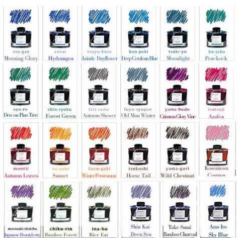 Mực iroshizuku 50ml, nhập khẩu nhật bản, lọ mực được sản xuất thủ công, màu tươi sáng, không lắng cặn