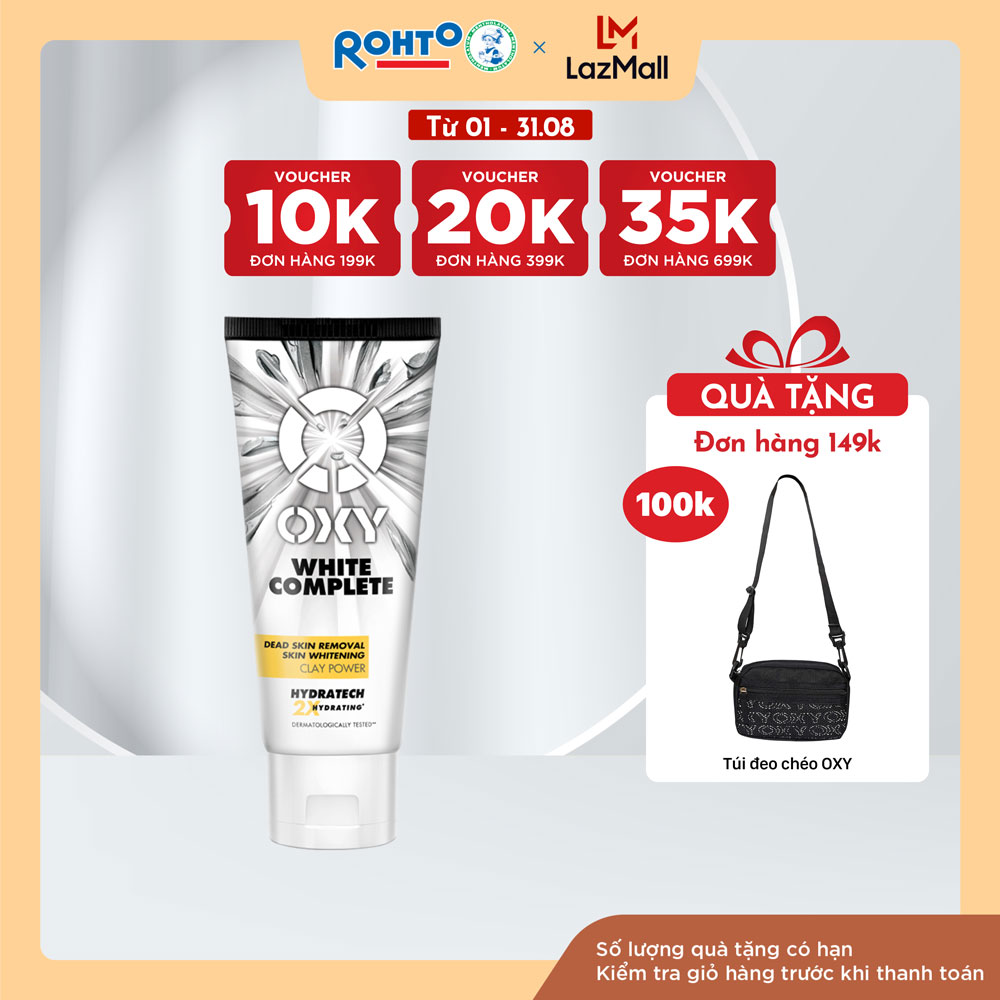 Sữa rửa mặt cho nam Oxy dưỡng sáng da từ đất sét trắng, dạng kem Oxy White Complete 100g