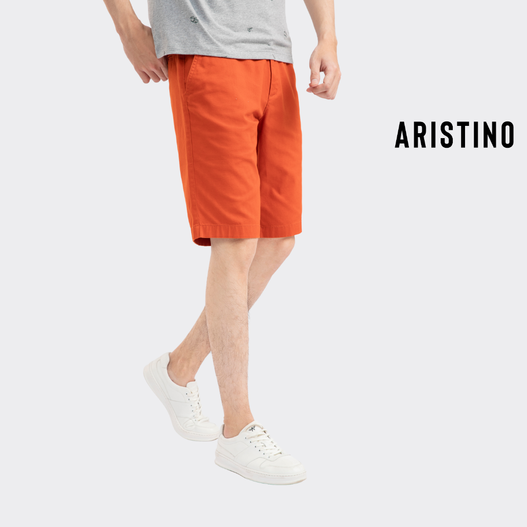 Quần short nam ARISTINO vải kaki mềm mịn giúp phom đứng dáng