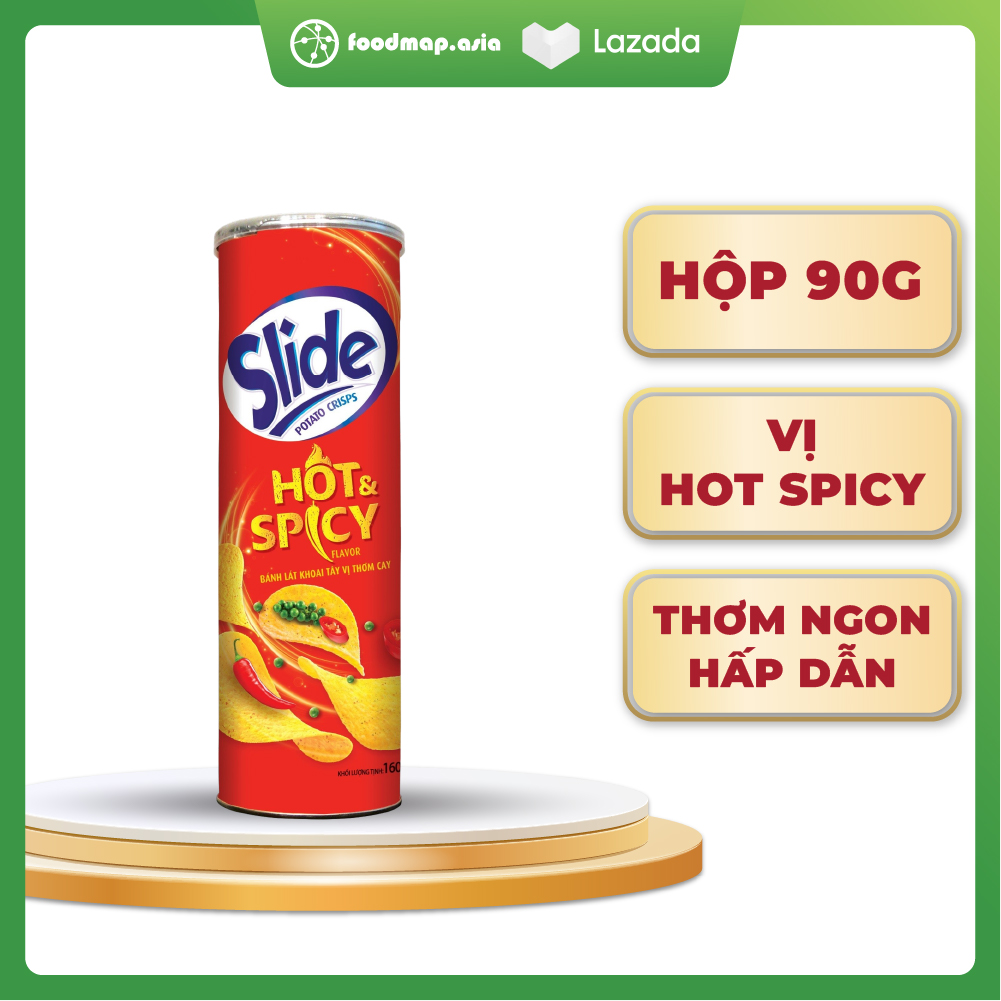 Snack khoai tây slide - vị thơm cay - kinh đô - lon 90g
