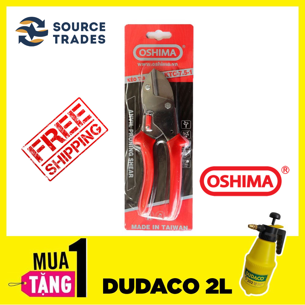 Kéo cắt cành cầm tay làm vườn Oshima KTC 751 - TẶNG 1 BÌNH XỊT DUDACO 2L