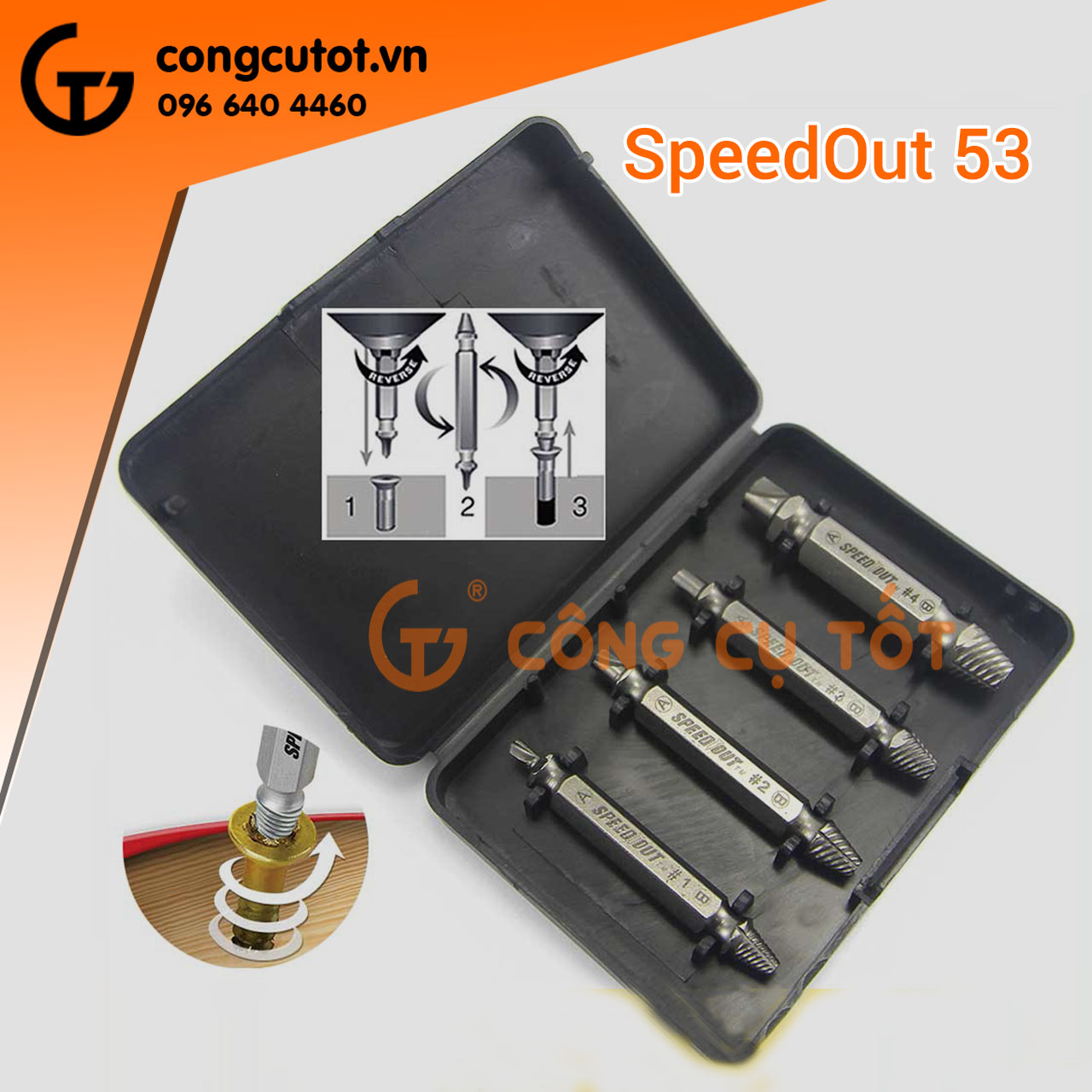 Bộ tháo vít gãy speedout S2 bốn mũi độ cứng 53