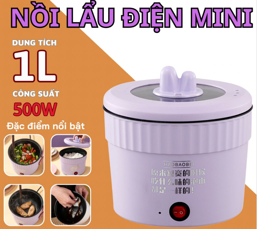 Nồi Lẩu Mini Đa Năng, Nồi Điện Mini Ca Cốc Nấu Mì Cô Đơn Siêu Chống Dính, Chiên , Xào Hâm Nóng Thức Ăn Tiện Dụng Hottrend 2023