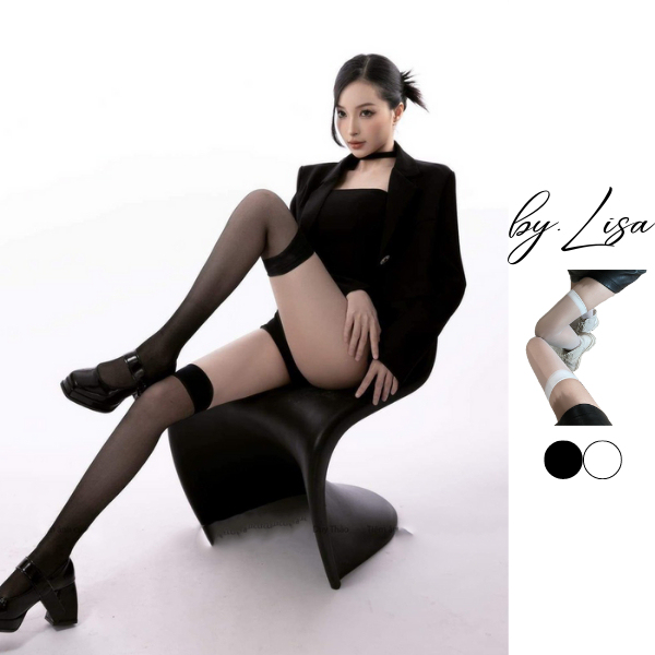Tất vớ đùi siêu mỏng gợi cảm, vớ mỏng sexy trắng đen cosplay