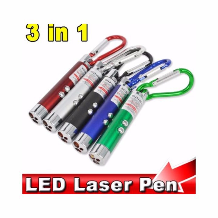 Đèn pin kiem móc khóa - laser 3 in 1