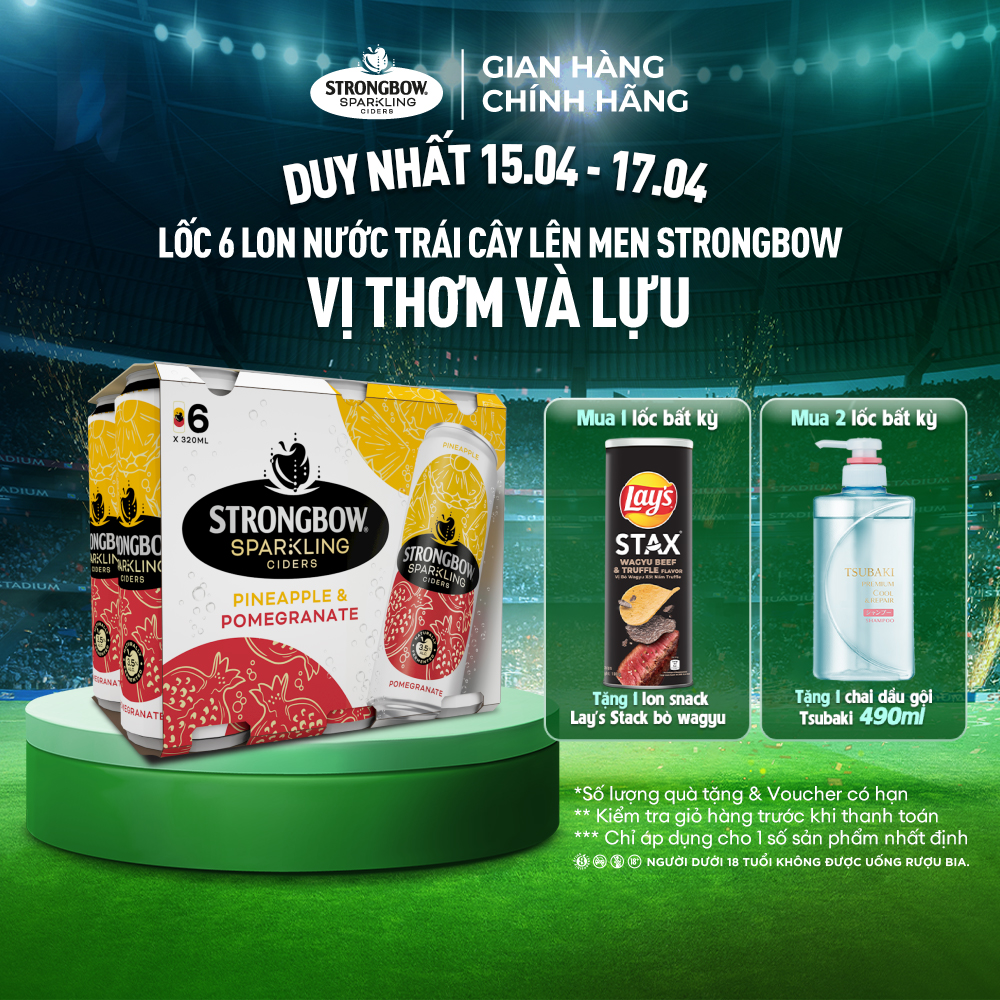 Lốc 6 Lon Nước Trái Cây Lên Men Strongbow Vị Thơm Và Lựu 320ml/lon