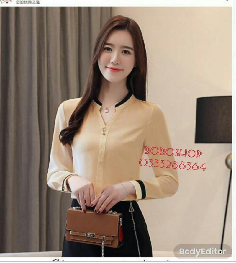 Áo sơ mi cổ trụ cách điệu