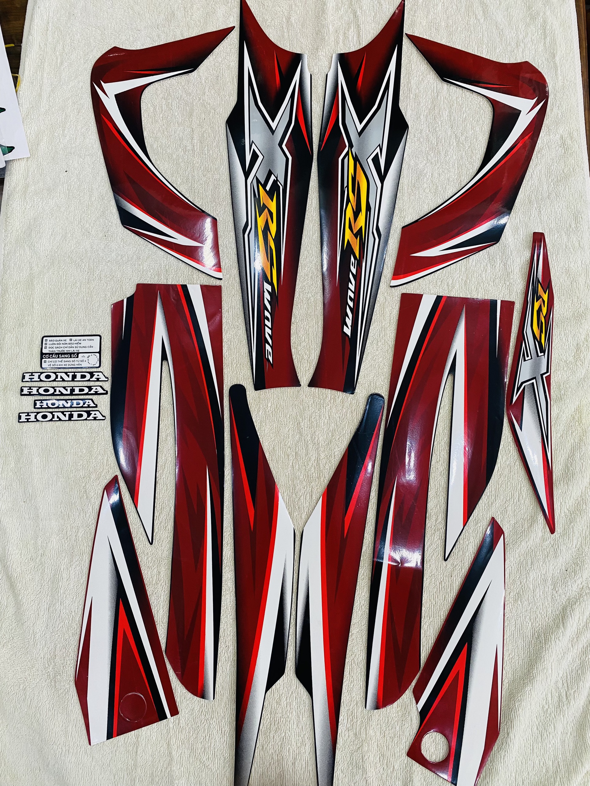Bộ tem decal dán xe máy Honda wave rsx 110 màu đỏ zin thái siêu đẹp