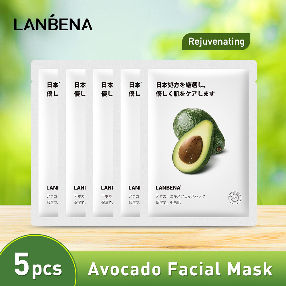 Lanbena mặt nạ bơ 5pcs dưỡng ẩm và trẻ hóa làn da