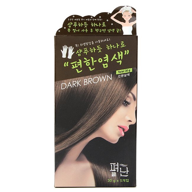 Hộp 5 gói Thuốc Nhuộm Tóc Dyeing Pyeonan Hàn Quốc màu nâu đen
