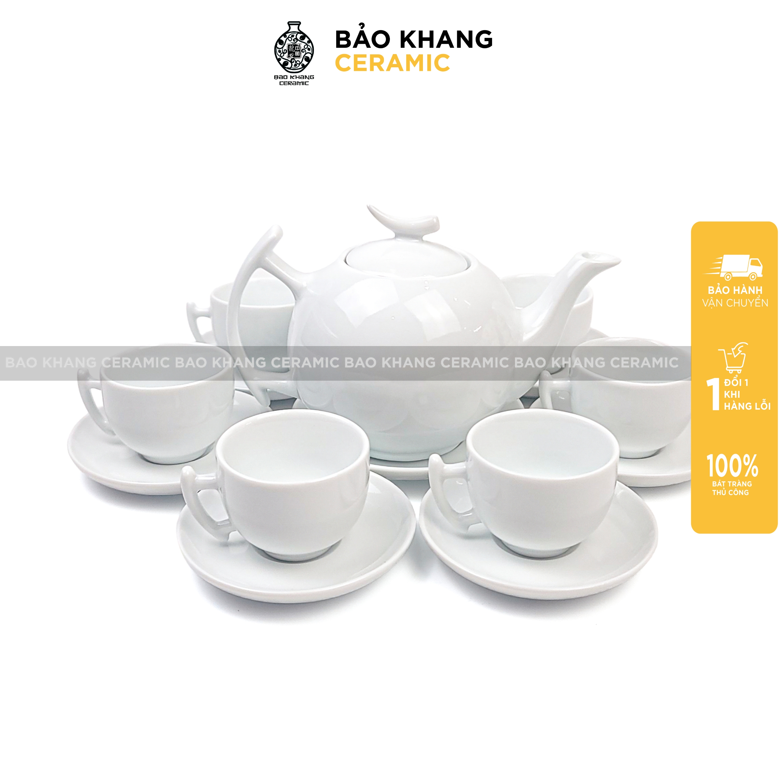 Bộ ấm chén uống trà men trắng bộ ấm trà sứ cao cấp bát tràng màu trắng nhiều kiểu dáng gốm sứ bát tràng