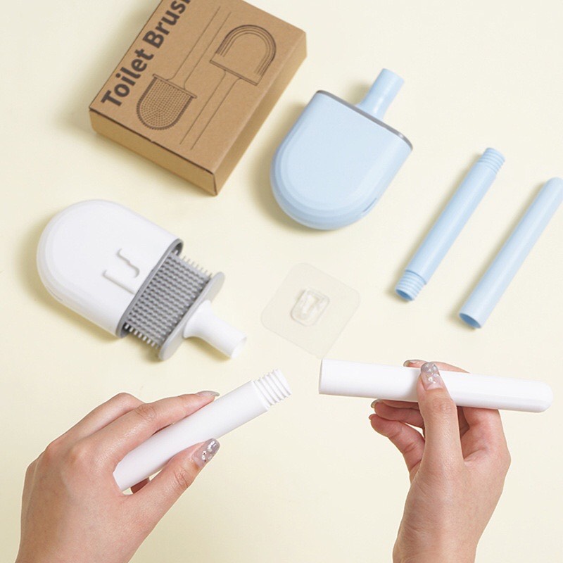 Cọ Vệ Sinh Toilet Bồn Cầu Bằng Silicon 2 lớp có hộp đựng