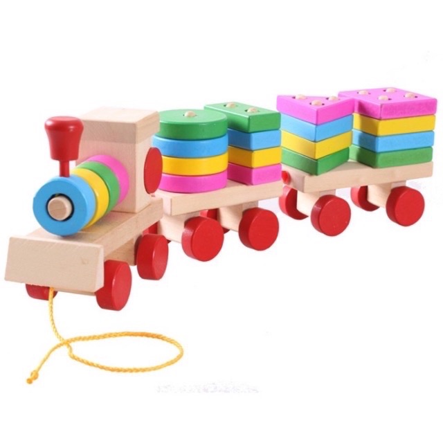 Đoàn tàu gỗ luồn cọc montessori - đồ chơi giáo dục