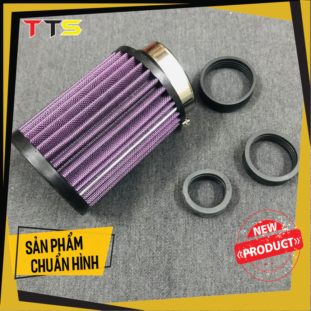 [HCM]Lọc gió TRỤ KN LƯỚI THÉP ĐỎ SIZE 1280 SỬ DỤNG NHIỀU LOẠI XE TỪ ZIN TỚI ĐỘ ( TẶNG KÈM CO CAO SU )