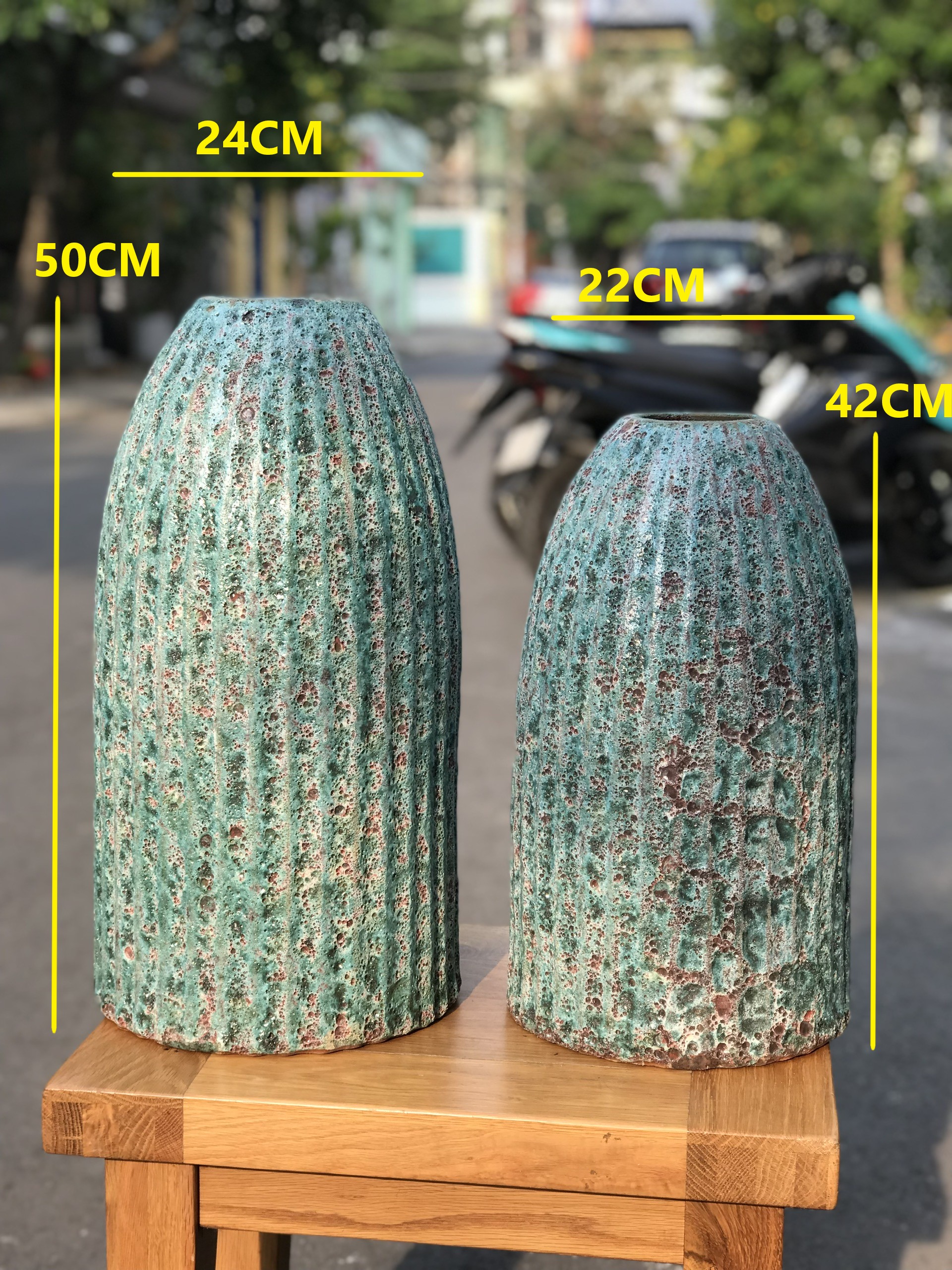 Bình hoa gốm sứ men sôi dáng chuông men atlantic cắm hoa trang trí decor