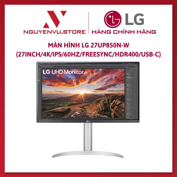 Màn Hình LG 27UP850N-W (27inch/4K/IPS/60Hz/5ms/FreeSync/HDR400/USB-C/ LG 27UP850 N - W ) - Hàng Chính Hãng