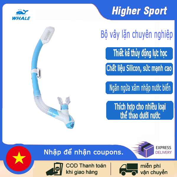 Whale cá voi ống thở khô có bình khí lặn với ống thở silicon van thanh lọc