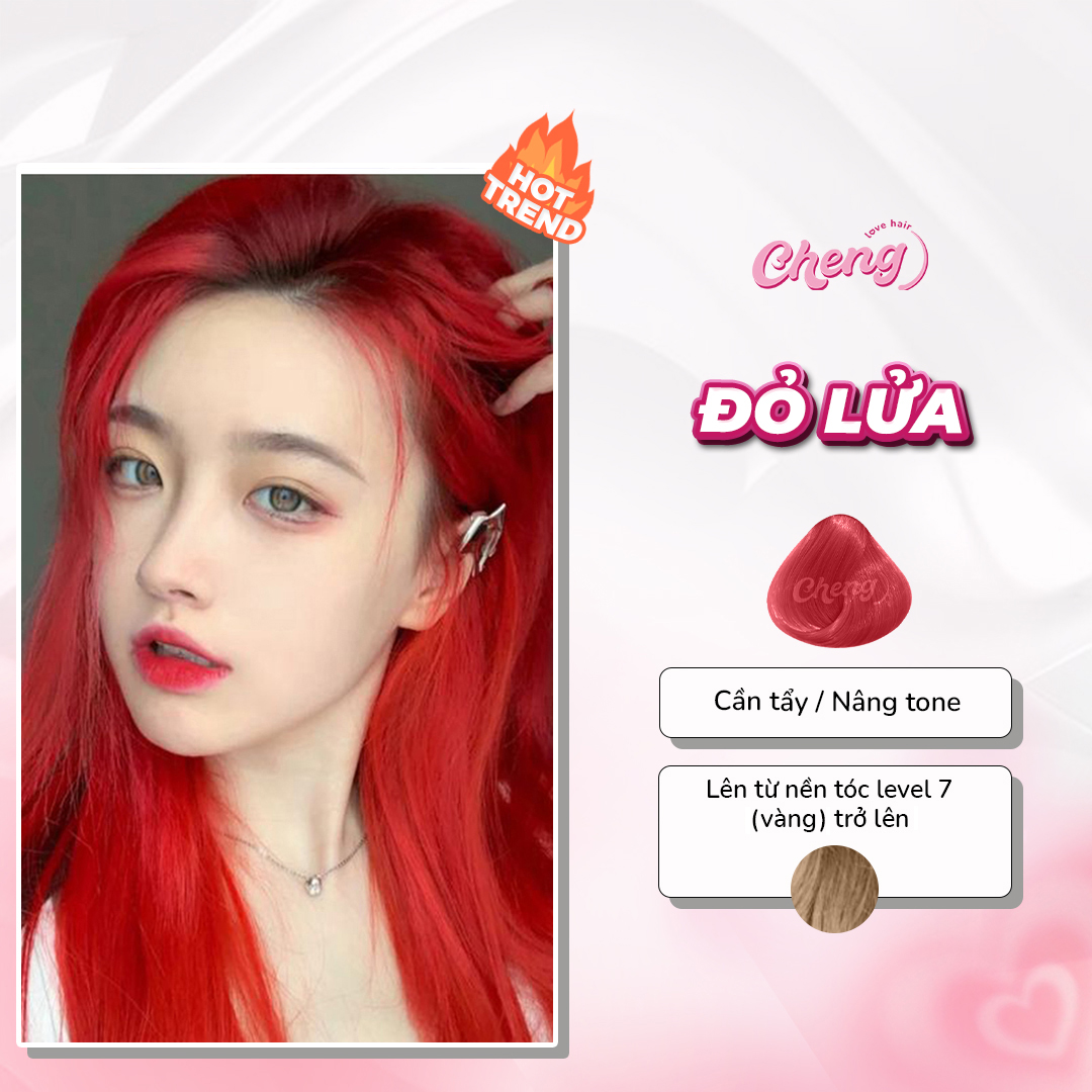 HOÀN TIỀN 15% - Thuốc Nhuộm Tóc Màu ĐỎ LỬA Không Tẩy | Chenglovehair Chenglovehairs