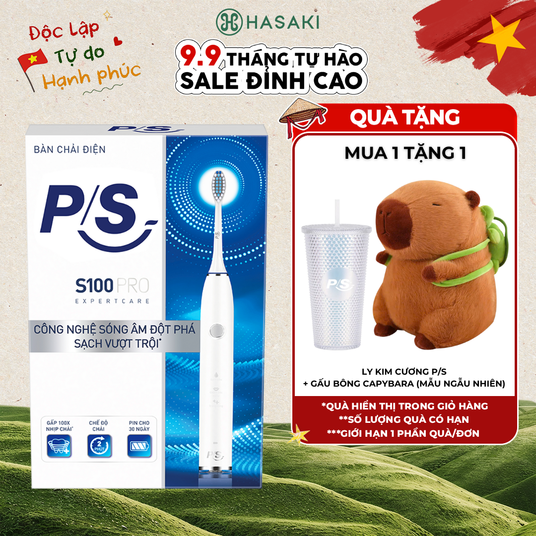 [MUA LÀ CÓ QUÀ] Bàn Chải Điện P/S S100 Pro Công Nghệ Sóng Âm Hasaki Sản Phẩm Chính Hãng