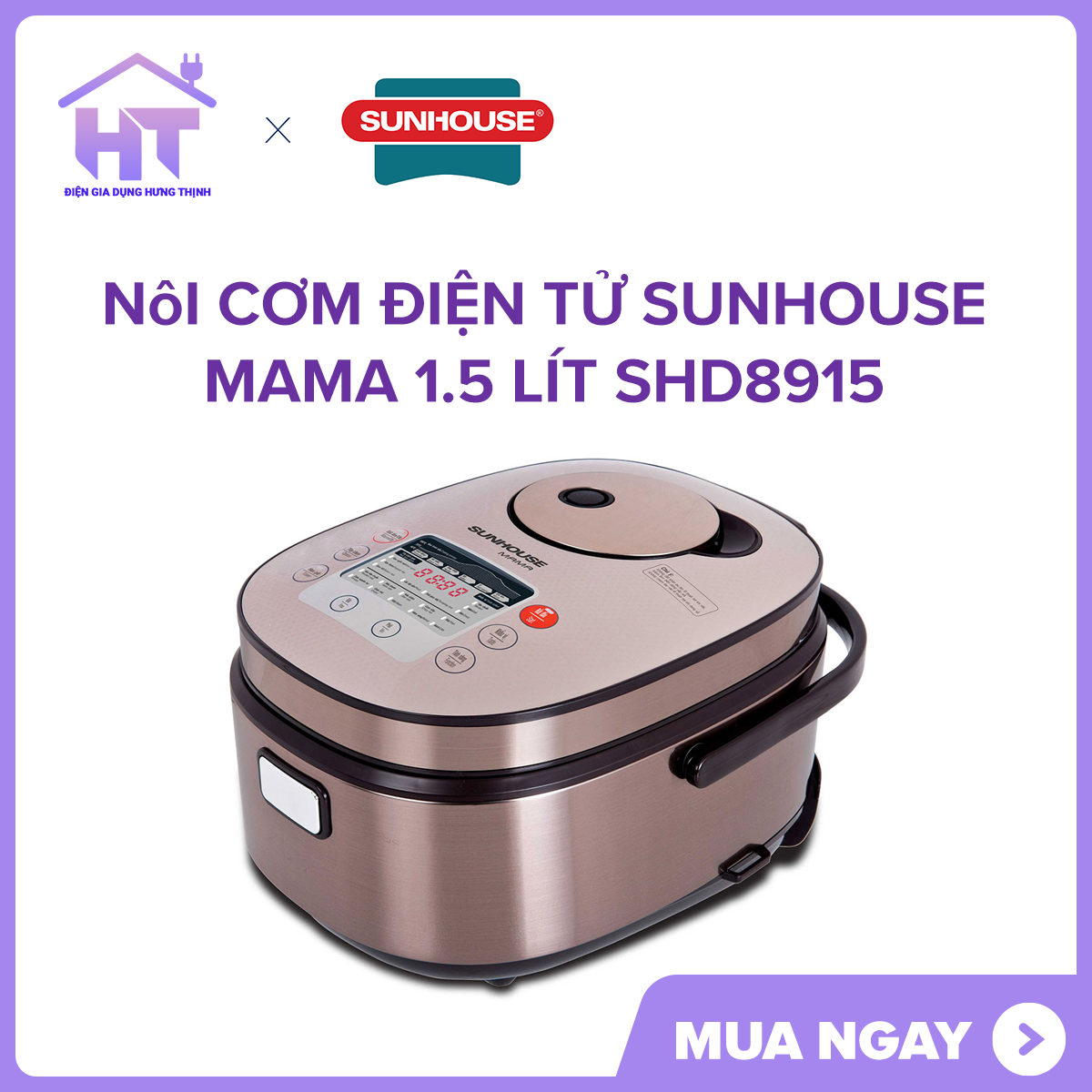 Nồi cơm điện tử sunhouse mama 1.5 lít shd8915 trưng bày mới 97-98% có đầy đủ phụ kiện bảo hành 12 tháng