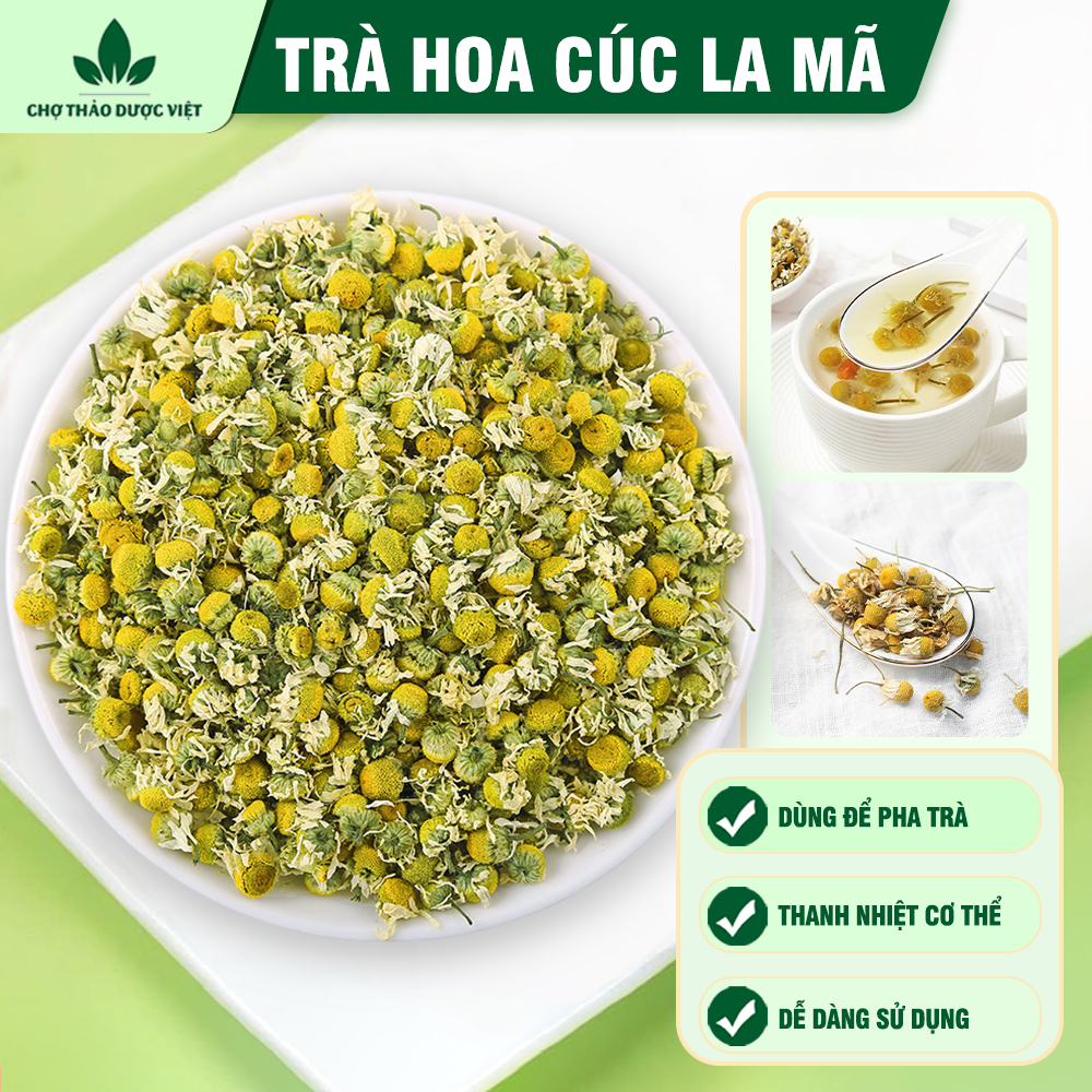 Trà hoa cúc la mã khô 100g, cúc Chamomile, trà cúc sấy lạnh, thơm ngọt ngào - Chợ Thảo Dược Việt