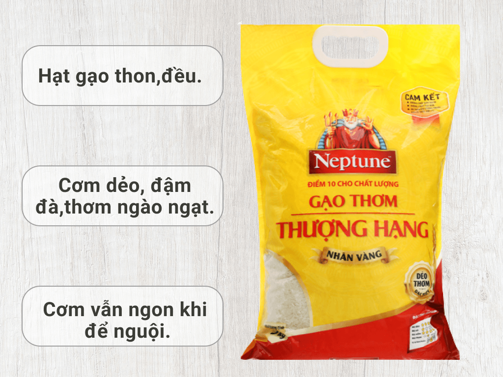 5kg Gạo Thơm Thượng Hạng Neptune ST21 Nhãn Vàng