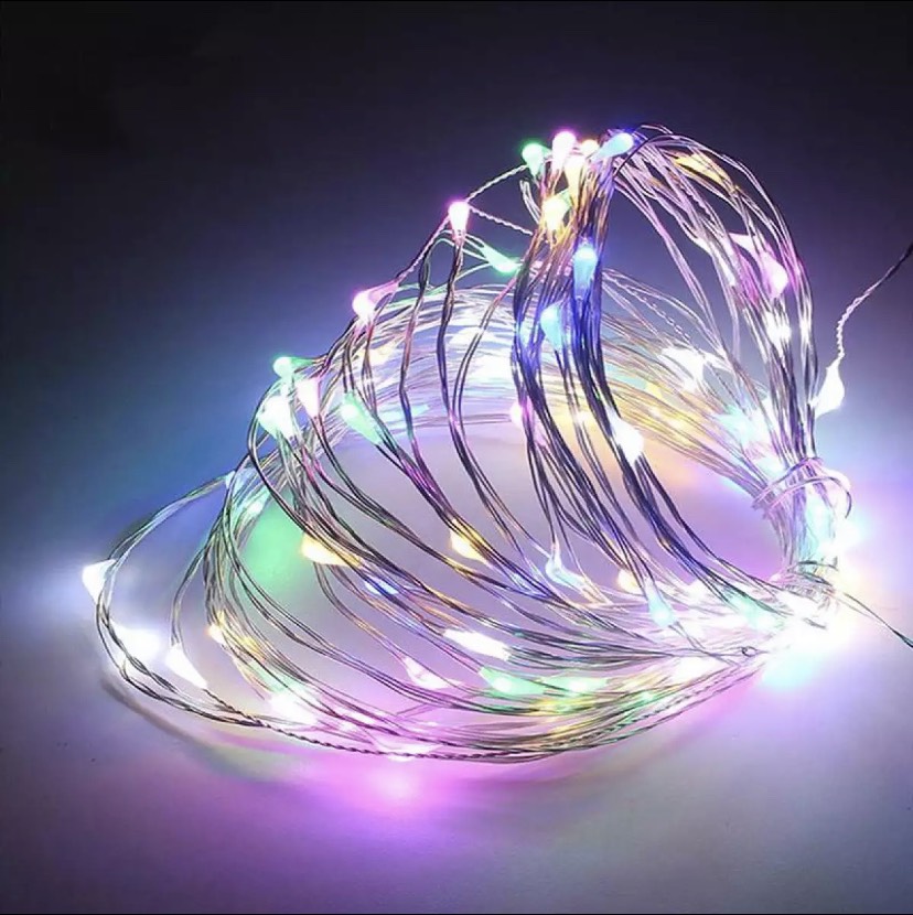 (Vàng-Nhiều Màu) Đèn Led Xài Pin AA 3 Mét 30 Bóng Đom Đóm Fairy Light Trang Trí Noel Tết Decor Quán Nhà Cửa