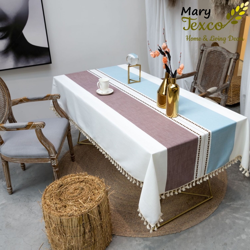 Khăn trải bàn Mary Texco cotton trang trí bàn ăn đậm chất vintage - KBCC10