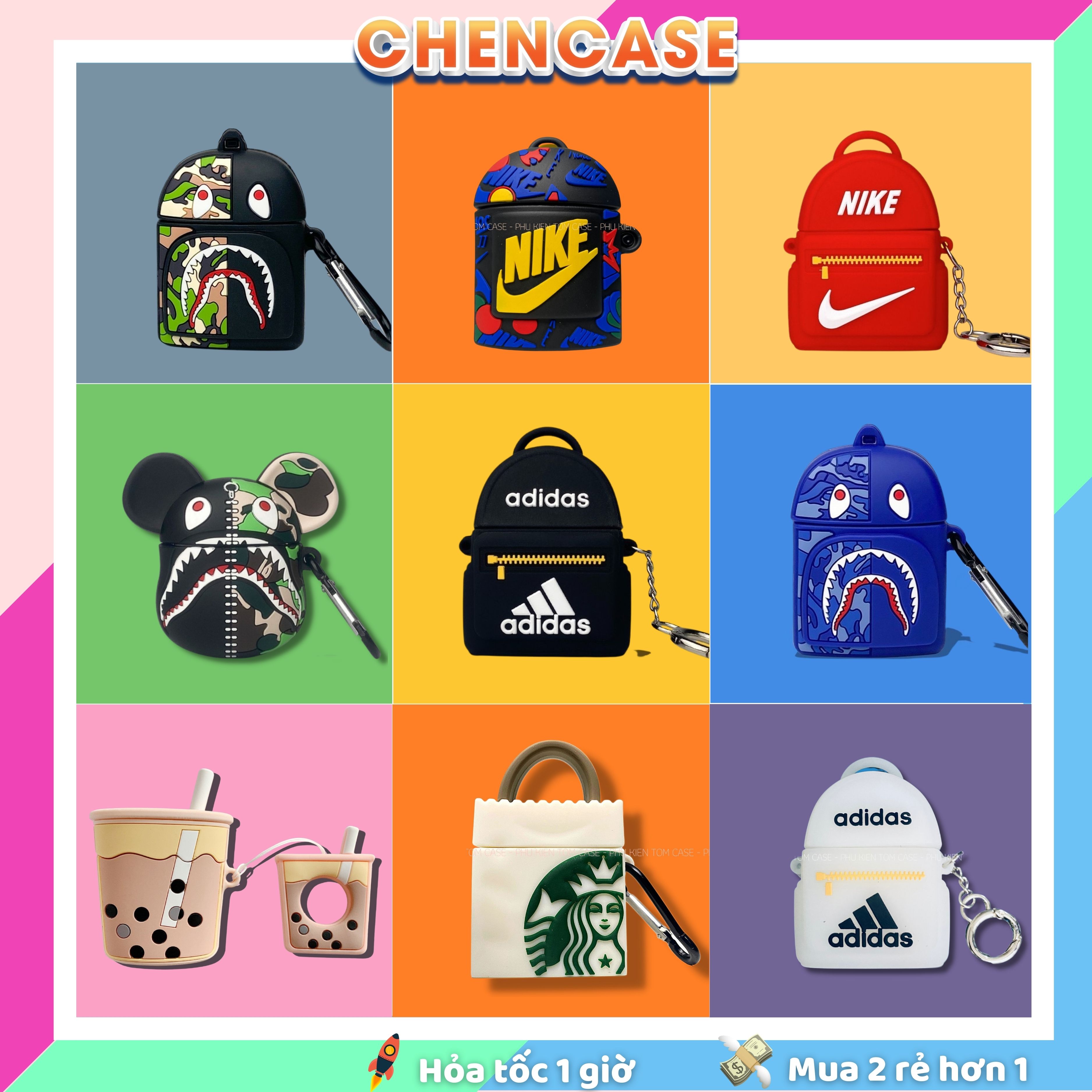 Airpods Case 2/1/3/pro, Bộ Sưu Tập BALO, Vỏ Bọc Bảo Vệ Hộp Đựng Tai Nghe Bluetooth Không Dây Airpod pro/2, Chống Va Đập Cực Tốt - CHEN CASE