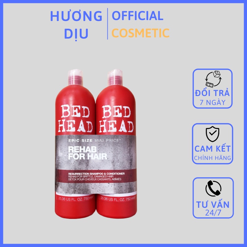 Tigi bed head đỏ - cặp dầu gội + xả phục hồi hư tổn - 2 chai 750ml chuẩn usa