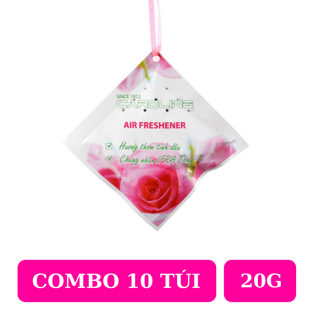 Combo 10 túi thơm Tinh dầu Caroline 20g hương hoa hồng