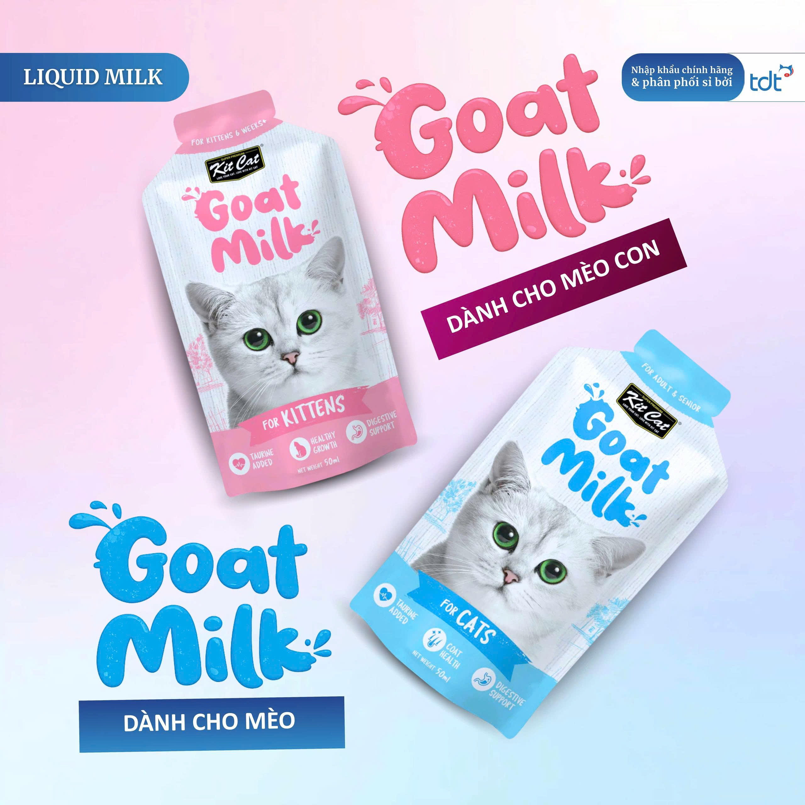 Kit Cat Lactose-Free Goat Milk for Cats of All Ages - Kit Cat Goat Milk (6 Packs X 50ml)