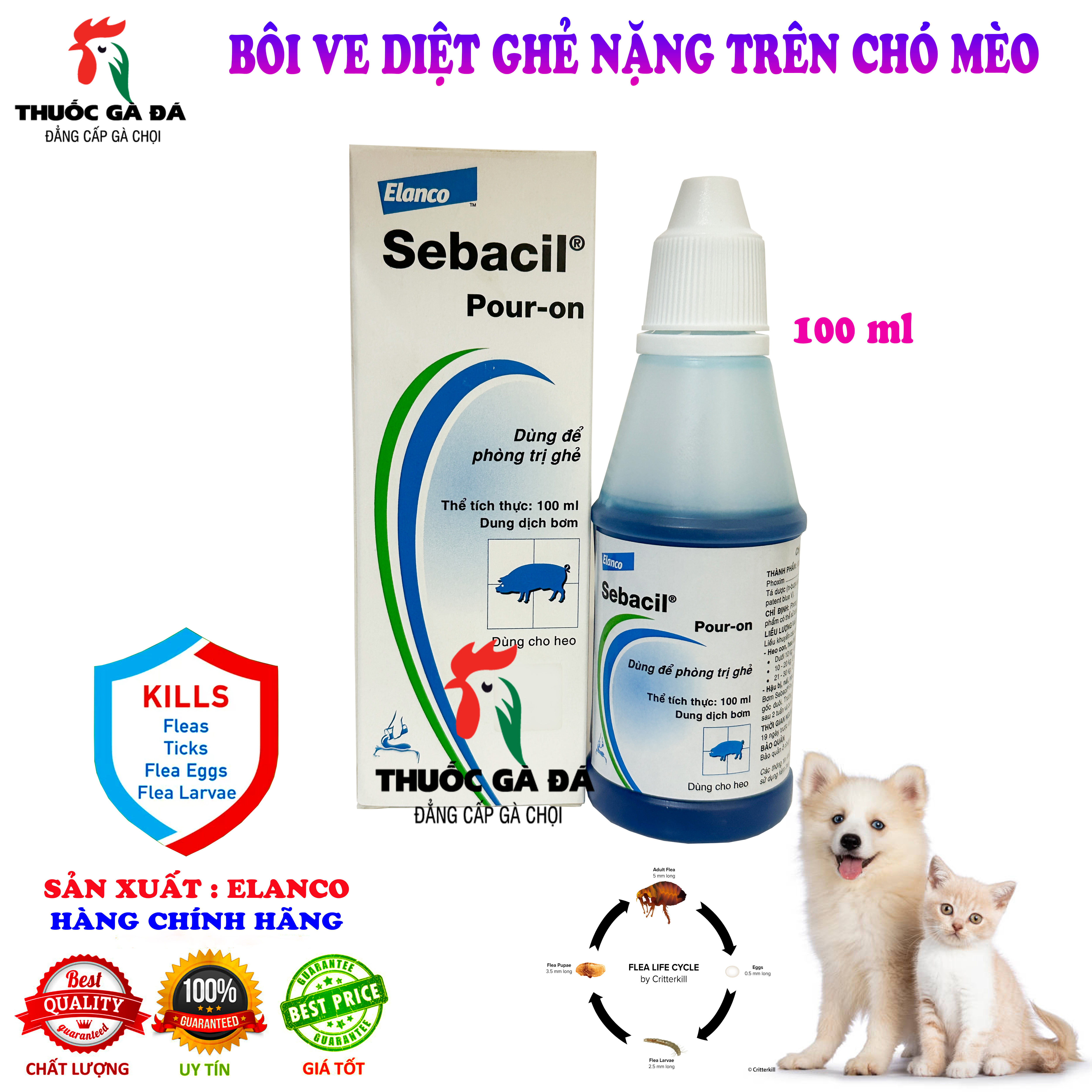 sebacil bôi ve diệt ghẻ trên chó mèo.chai 100 ml date xa 2025