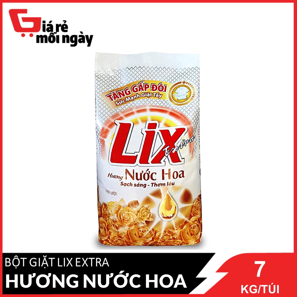 Bột giặt LIX Extra Hương nước hoa tăng gấp đôi sức mạnh giặt tẩy 7KG