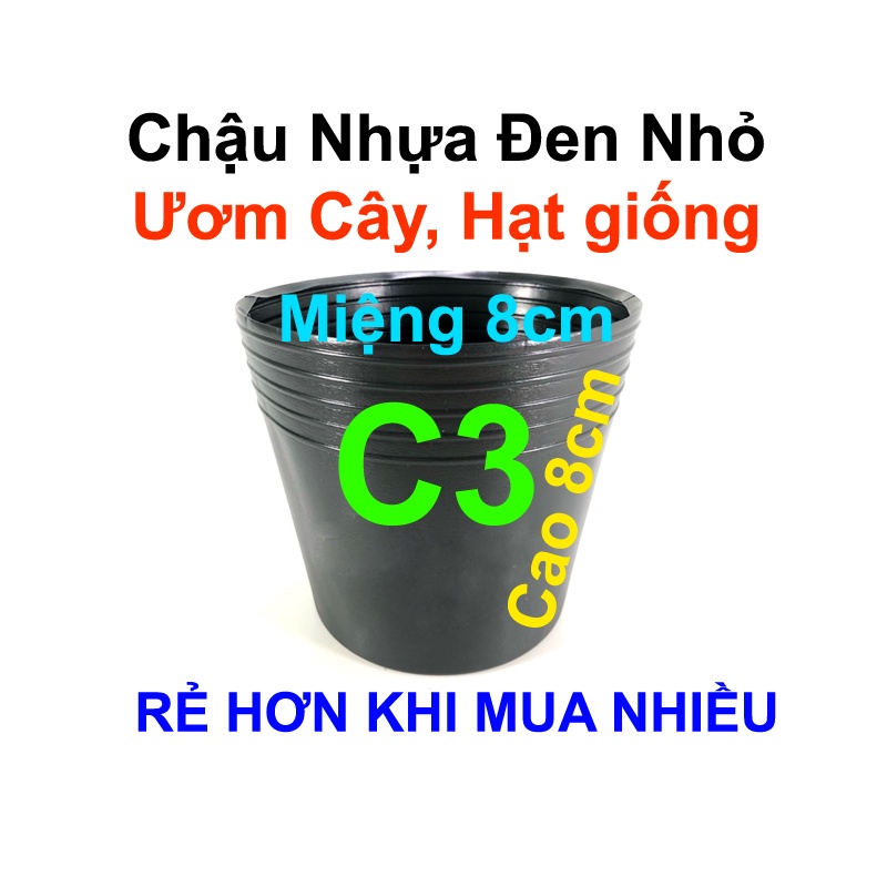 Chậu nhựa C3 đen dẻo ươm cây