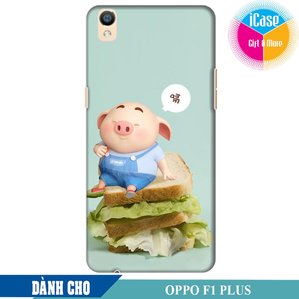 Ốp lưng nhựa dẻo dành cho Oppo F1 Plus in hình Heo Con Ăn Bánh