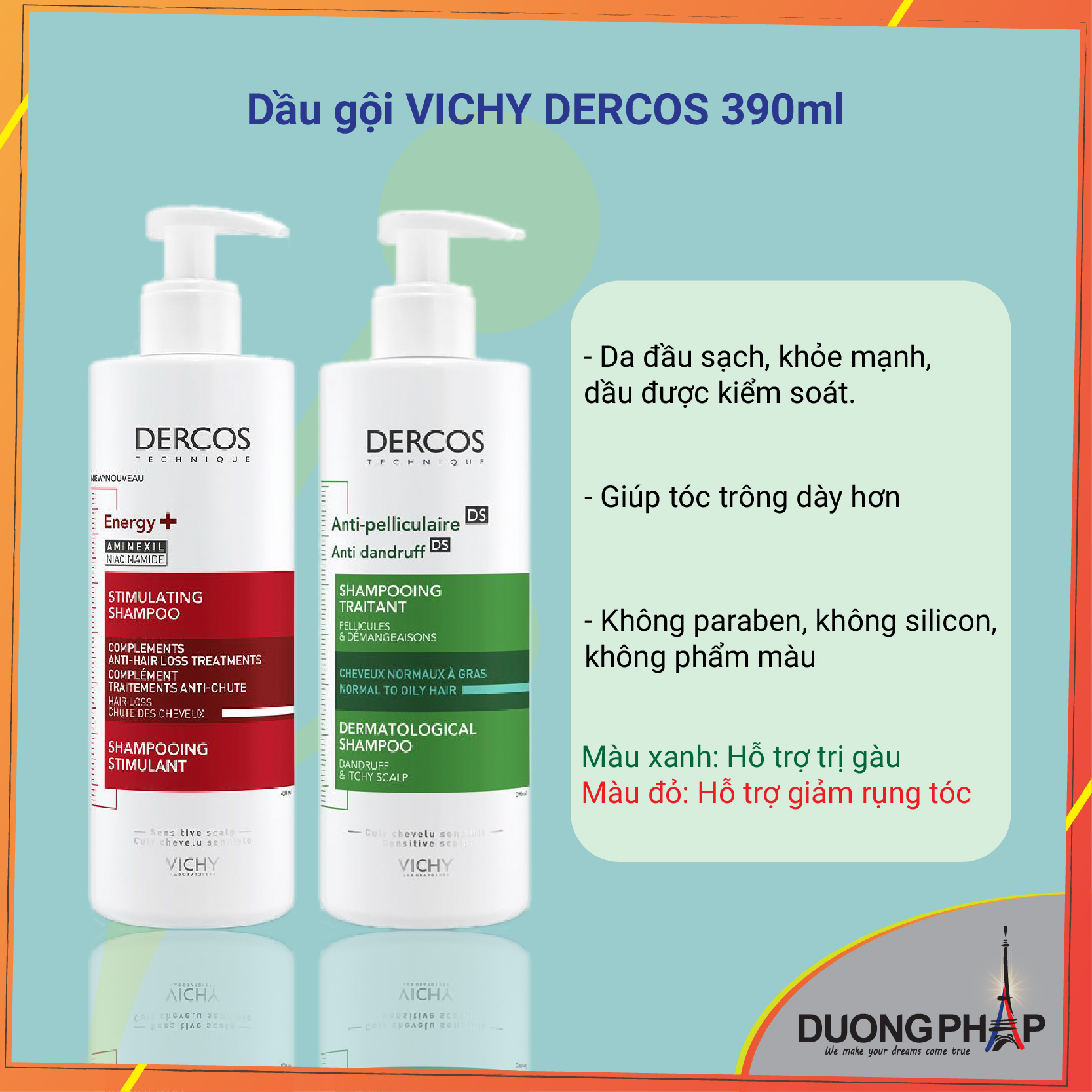 Dầu gội Vi.chyy Dercos Anti-Pelliculaire giảm gàu 390ml