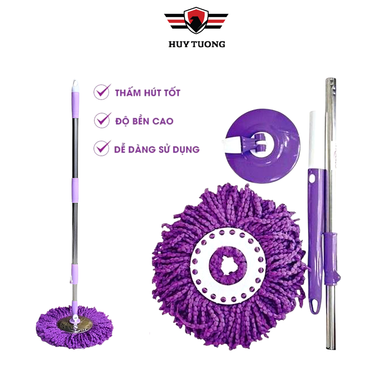 Cây lau nhà inox 360 độ thái lan G7 kèm bông lau nhà ( màu ngẫu nhiên ) cao cấp - BetterLife