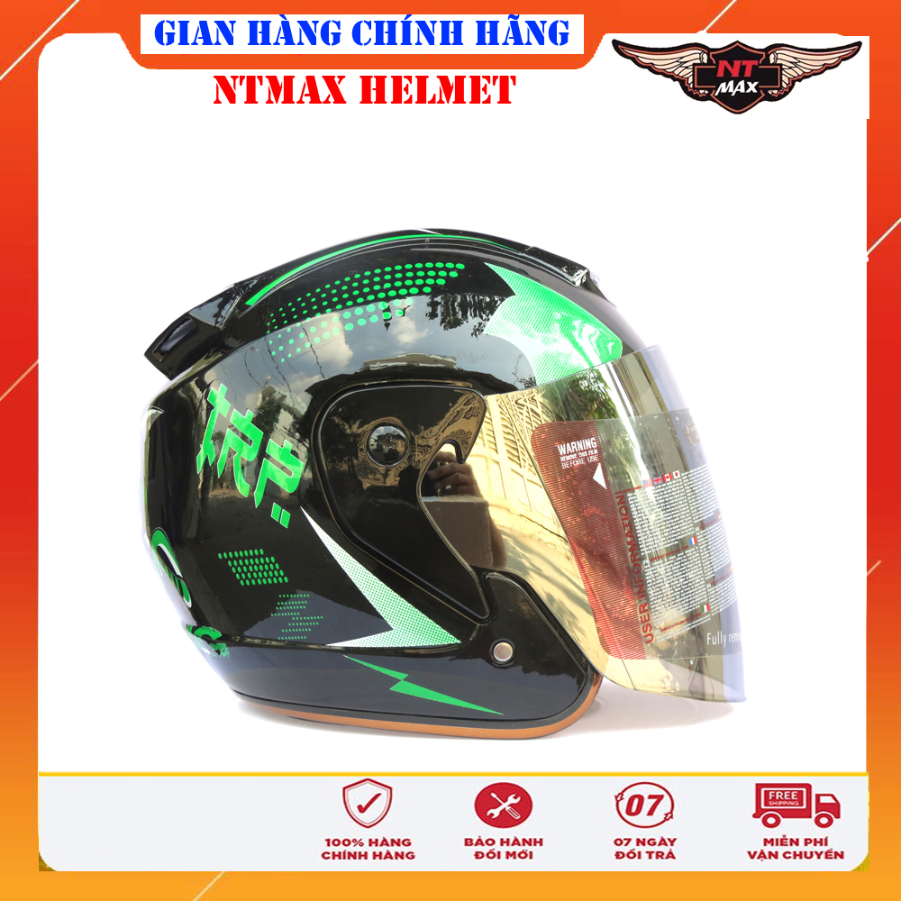 Mũ bảo hiểm fullface NTMAX viền đồng tem đầu lâu