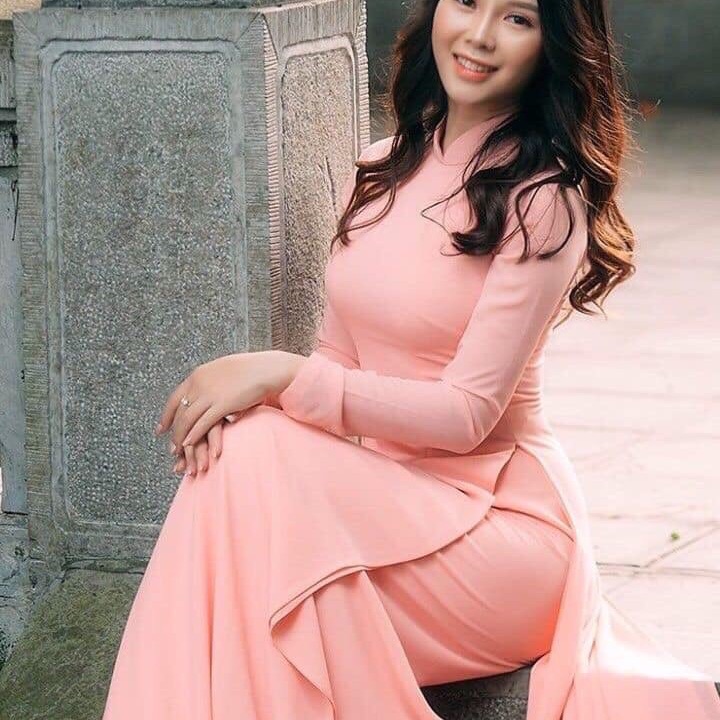 Áo dài chiffon 4 tà màu hồng