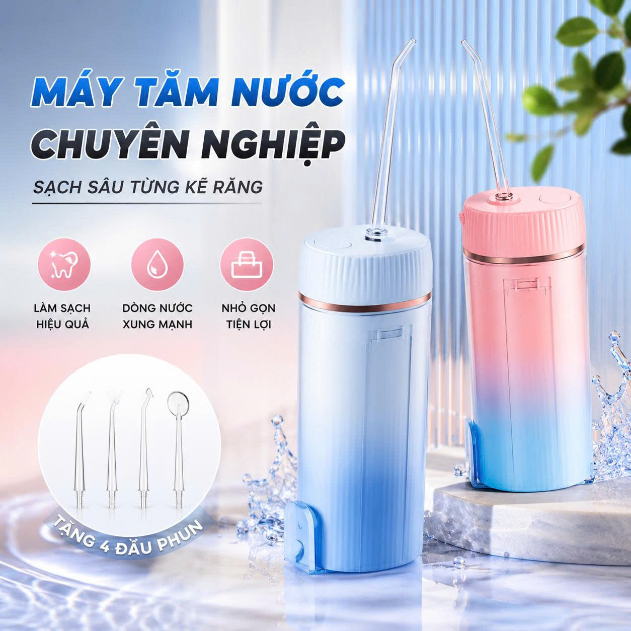 Máy Tăm Nước Konka 5 Đầu Thay Đa Năng, 4 Chế Độ Làm Sạch Sâu, Thiết Kế Gấp Gọn, Bảo Vệ Răng Lợi