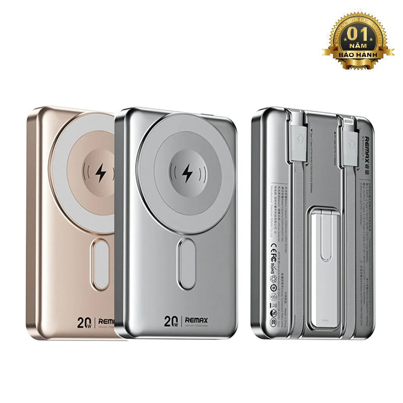 Sạc dự phòng không dây Remax CX-2 10.000mAh Kèm 2 cáp Output, Wireless 15W, TypeC PD 20W, Kiêm giá đỡ điện thoại (2 MÀU) Phụ Kiện Sỉ 1986