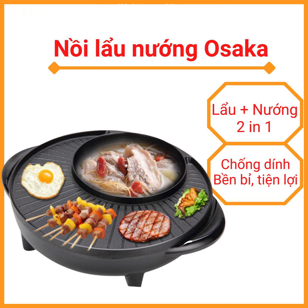 Bếp Lẩu Nướng Điện Japan Đa Năng 2 in 1 Công Suất 1600W - Nồi Lẩu Kết Hợp Nướng 1.8L Phù Hợp Cho Gia Đình Nhỏ